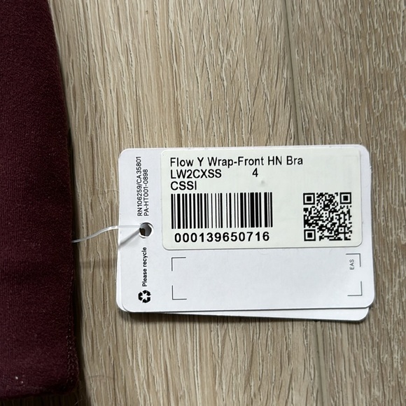 NWT Lululemon Flow Y Wrap-Front High-Neck Bra - Cassis - Picture 6 of 7